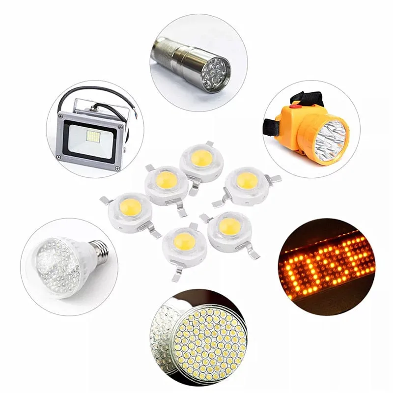 10 -1000 pcs Real Full Watt 1W 3W High Power LED lamp Bulb Diodes SMD 110-120LM LEDs Chip For 3W - 18W Spot light Downlight