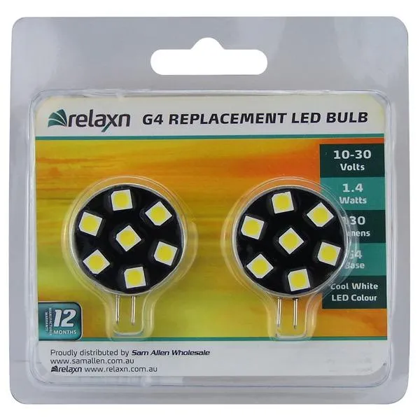 10-30V 1.4W Replacement LED G4 - Warm White - Side Pin Style