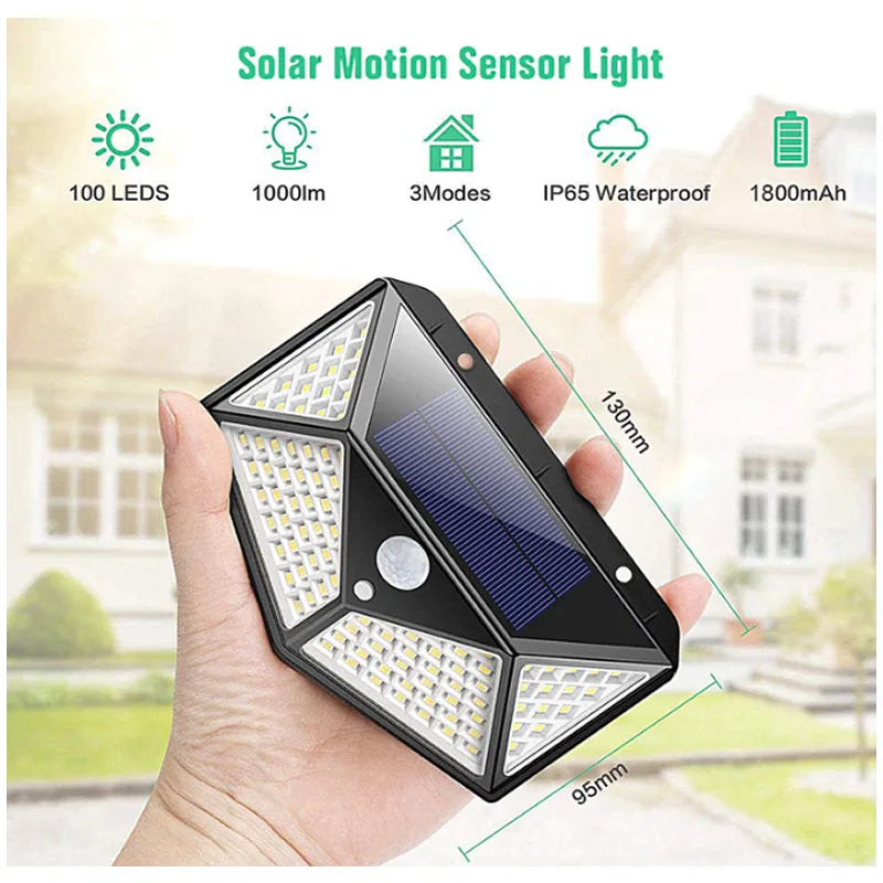 100 Led Solar Motion Sensor Interaction Wall Lamp Pi-60
