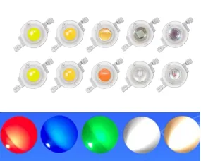 100PCS LED 1W 3W Bulbs High Power Lamp Beads Light Pure Chips 35mli 45mli Pink White Red Blue Green Yellow for Blubs Downlight
