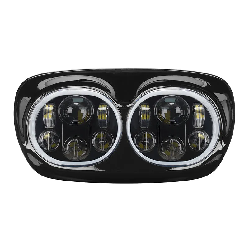 100W Dual LED Headlight Assembly w/Angel Eyes For 2004-2013 Road Glide Roadglide