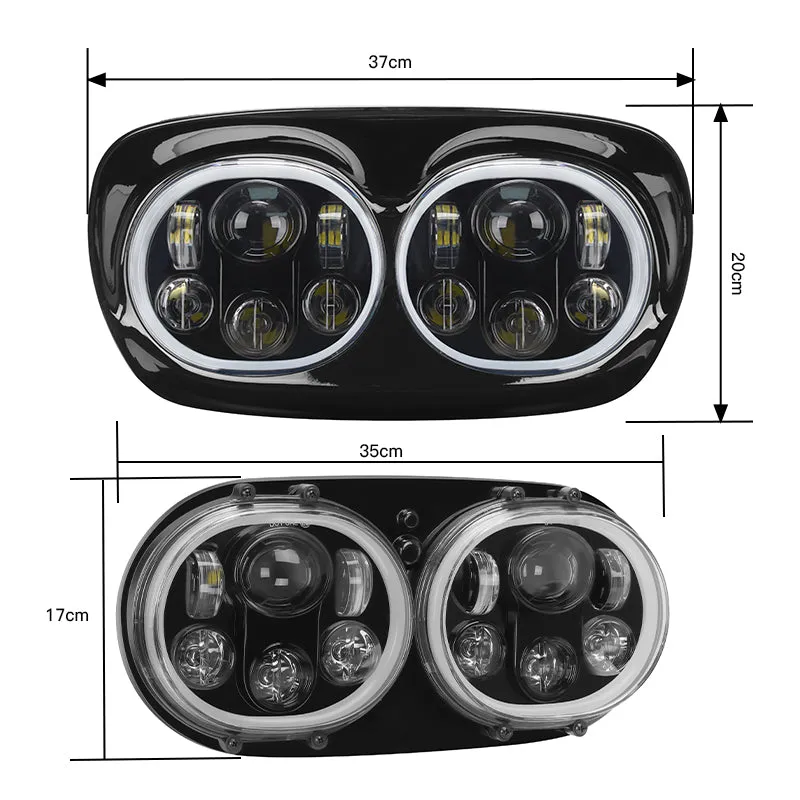 100W Dual LED Headlight Assembly w/Angel Eyes For 2004-2013 Road Glide Roadglide