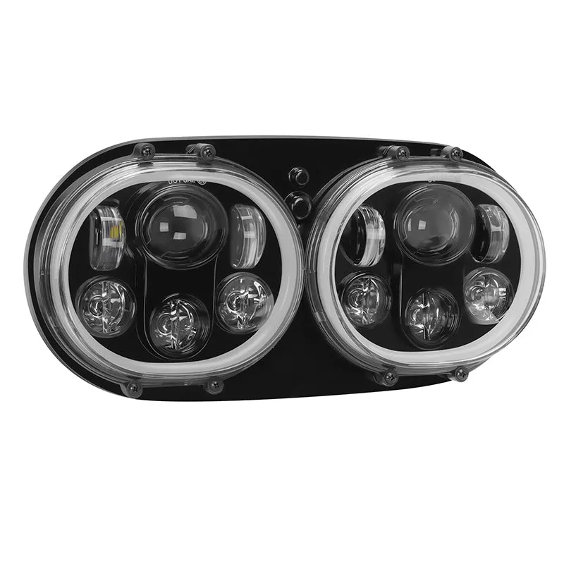 100W Dual LED Headlight Assembly w/Angel Eyes For 2004-2013 Road Glide Roadglide