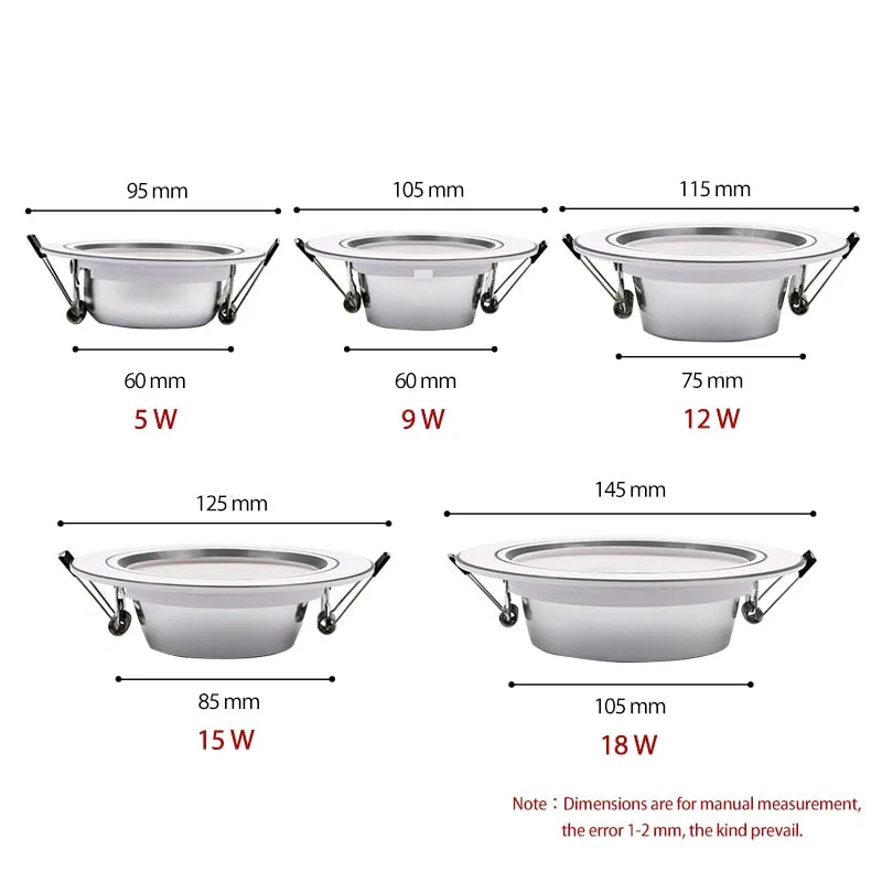 10PCS/lot Recessed Round LED Downlight 18W 15W 12W 9W 5W LED Ceiling Lamp AC 220V 230V 240V Cold Warm White Indoor Lighting