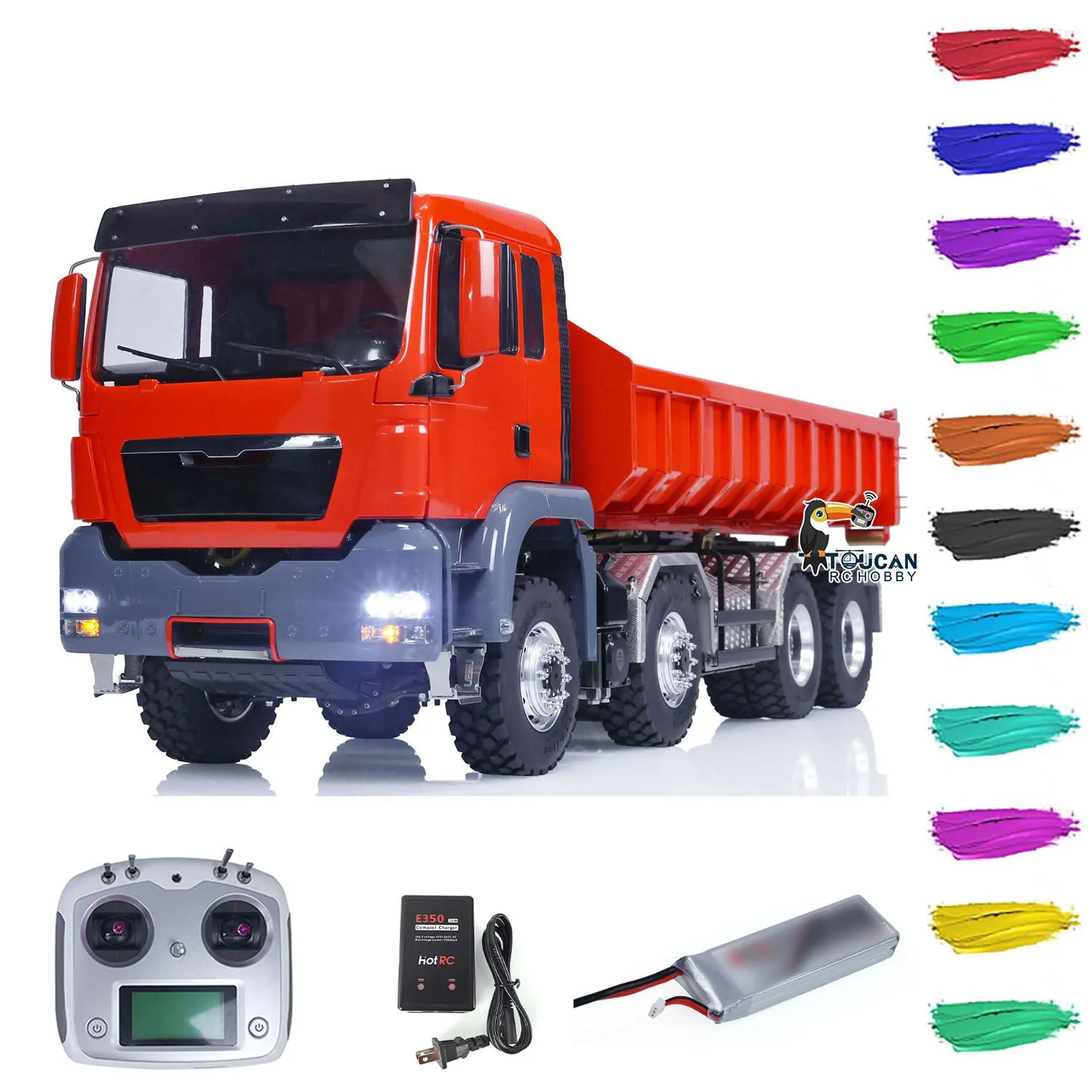 1/14 LESU Hydraulic RC Roll On/Off Dump Truck 8x8 Metal RTR Full Dumper Lorry Vehicle