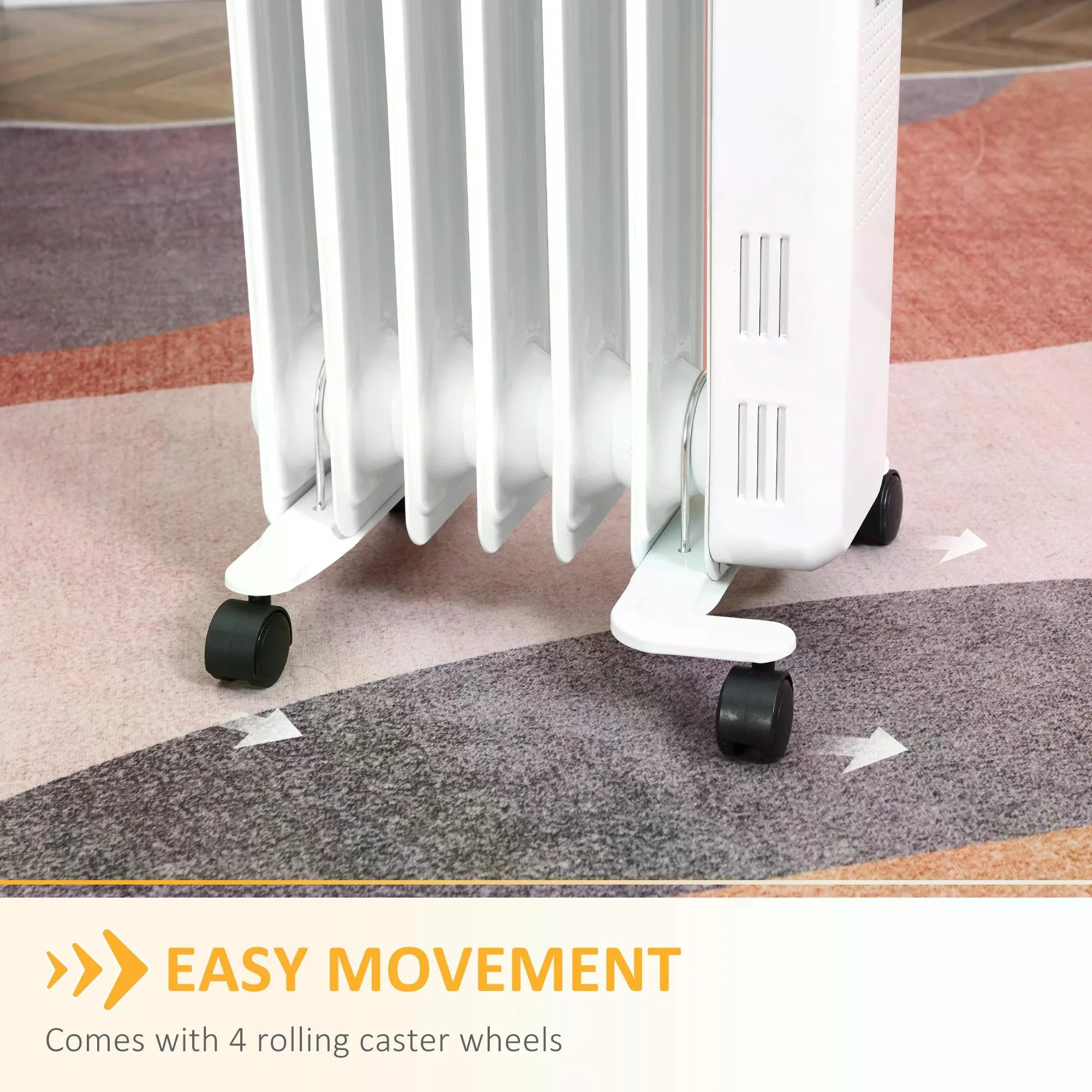 1630W Oil Filled Radiator, 7 Fin, Portable Electric Heater with LED Display, 24H Timer, 3 Heat Settings, Safety Cut-Off Remote Control-White