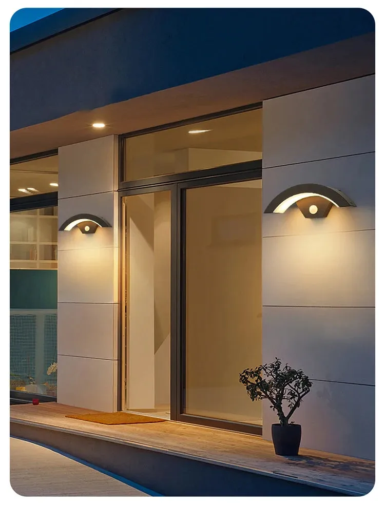 18W 24W 30W Moden waterproof outdoor wall lamp PIR motion sensor wall light Garden porch frontdoor black aluminum lamp body