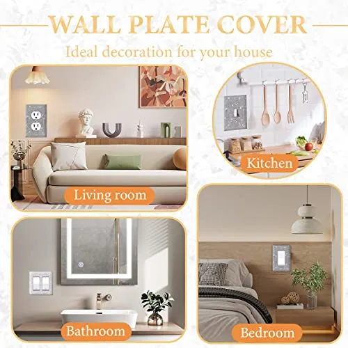 (1PCS) Bling Silver Rhinestone Light Switch Cover Shiny Crystal Sparkle Wall Plate Cover