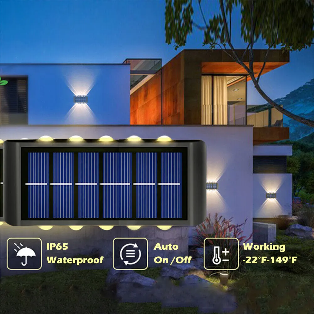 2 Portable Solar Powered Up And Down Outdoor 10Led Light Fa-10
