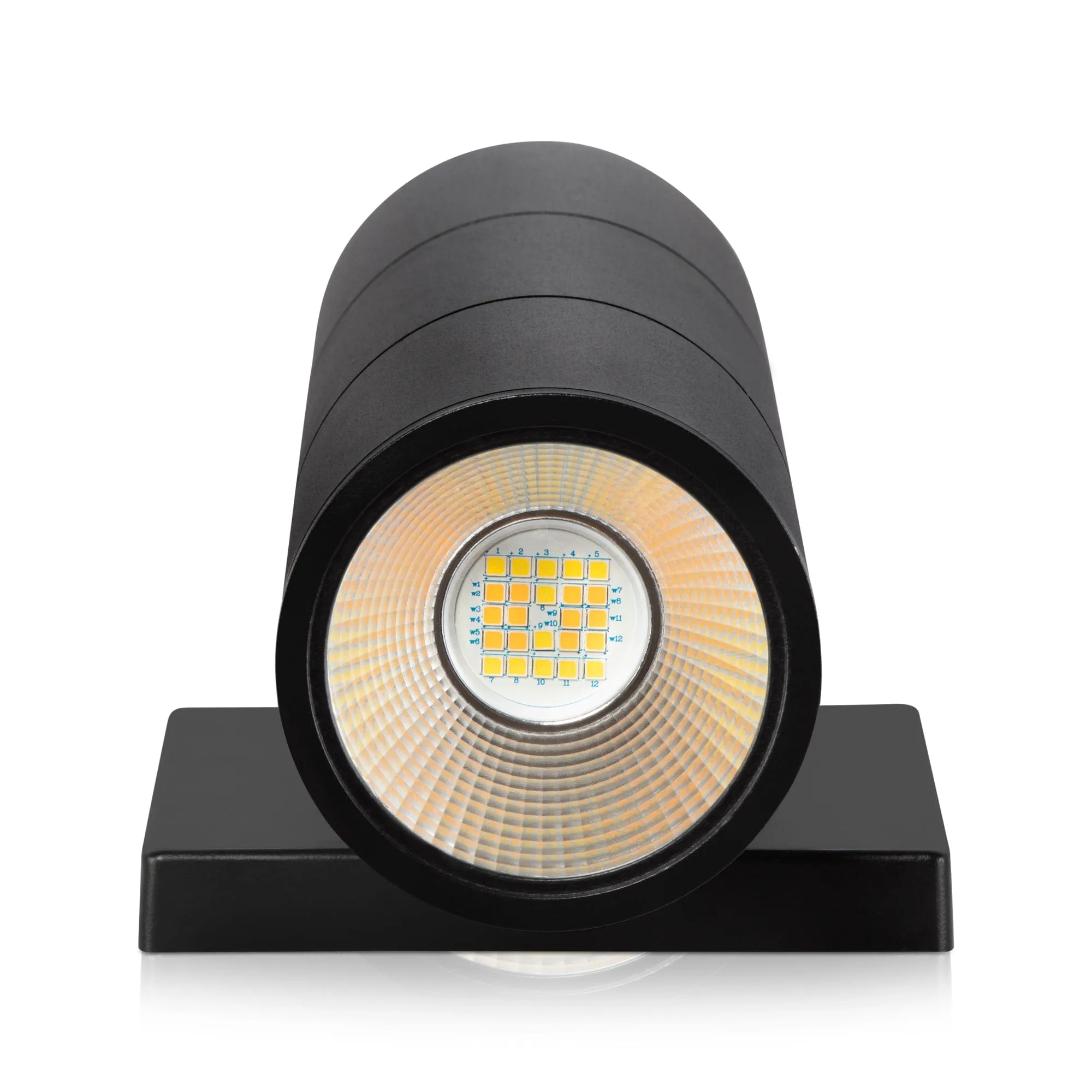 20W Up Down LED Cylinder Wall Light Fixture - 3K/4K/5K CCT - 120-277VAC - Textured Black