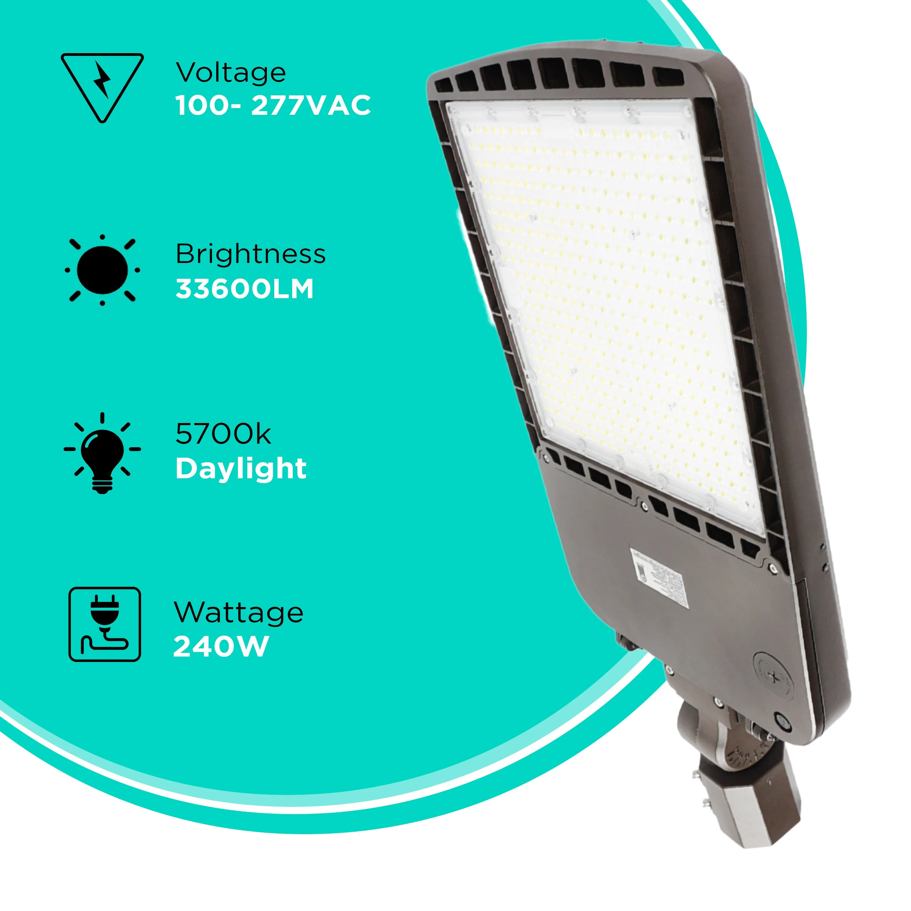 240W AL6 Series Area/Flood Light - 33,600 Lumens - Photocell Compatible- 5700K - IP65 UL Listed