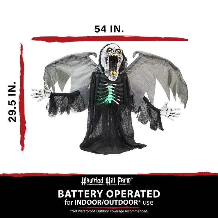 29.5" Gabriel the Animated Winged Reaper Indoor/Outdoor Battery-Operated Halloween Decoration