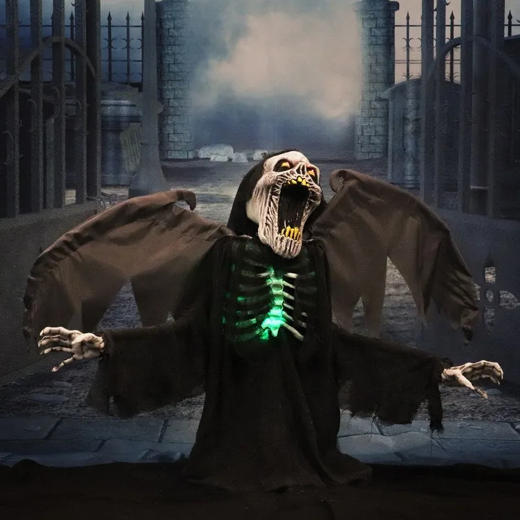 29.5" Gabriel the Animated Winged Reaper Indoor/Outdoor Battery-Operated Halloween Decoration