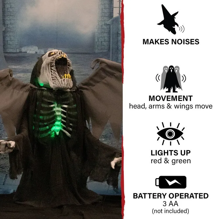 29.5" Gabriel the Animated Winged Reaper Indoor/Outdoor Battery-Operated Halloween Decoration