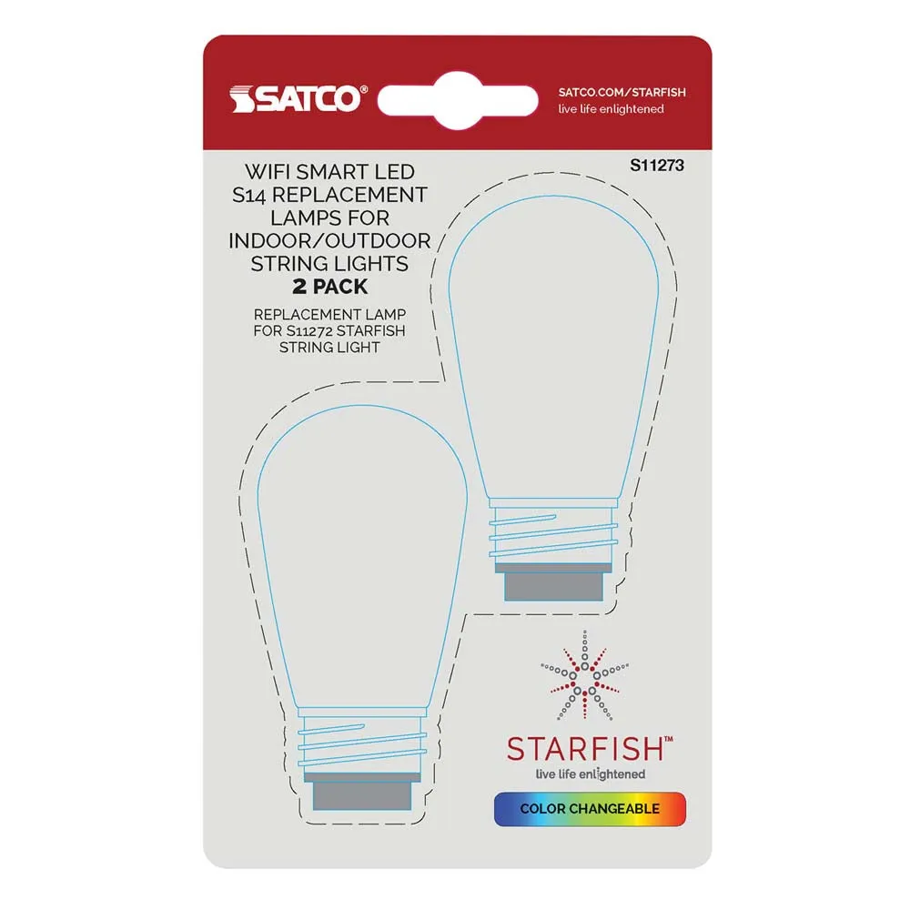 2Pk - 4-Pin S14 LED RGBW Replacement Bulbs String for Satco Starfish IOT S11272