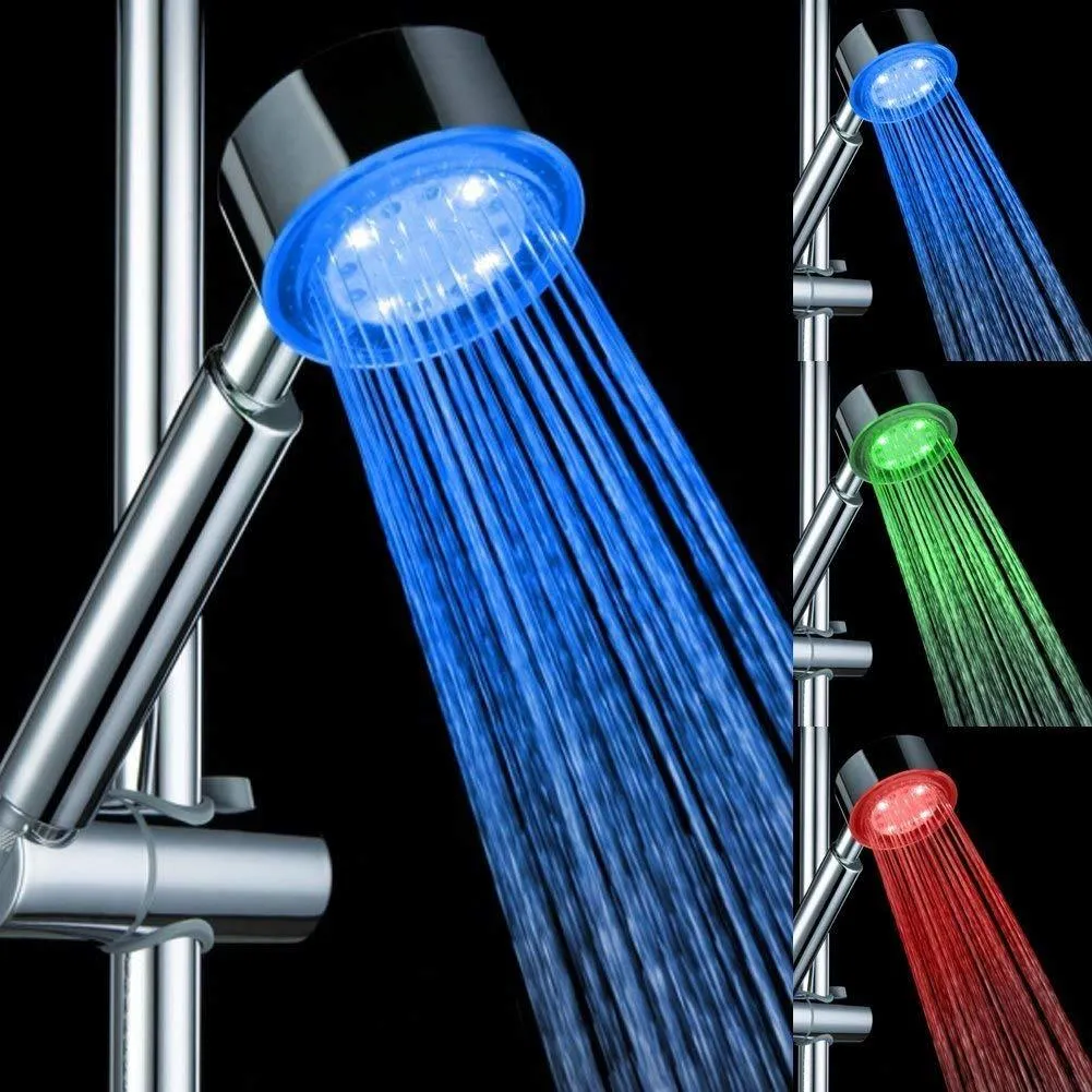 3 Bright Colours LED Temperature Sensor Shower Head