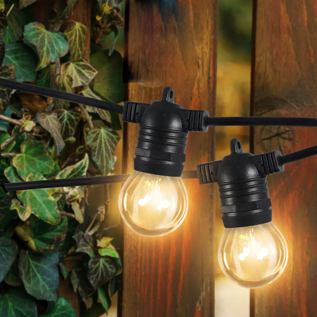 40M 40 LED Bulbs Festoon String Lights Christmas Party Waterproof Outdoor - Warm White