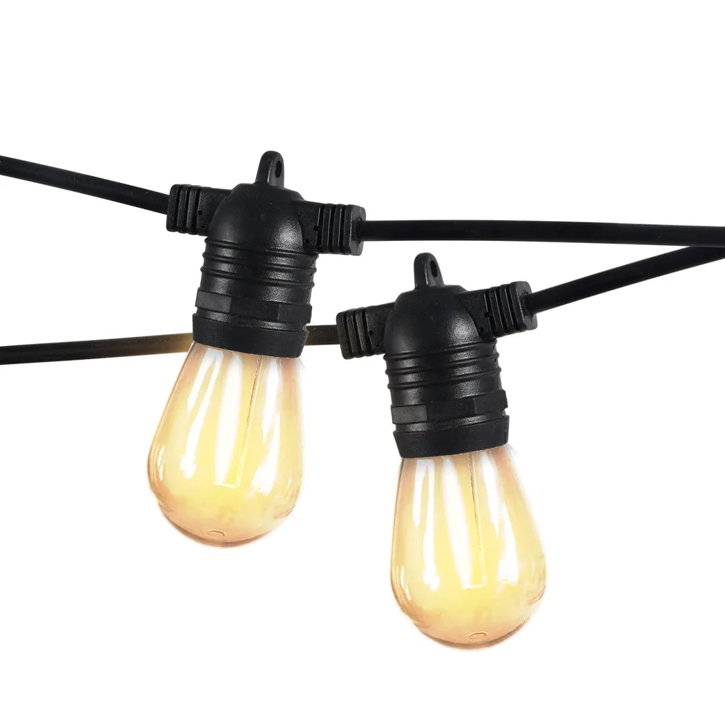 40M 40 LED Bulbs Festoon String Lights Xmas Party Waterproof Outdoor - Warm White