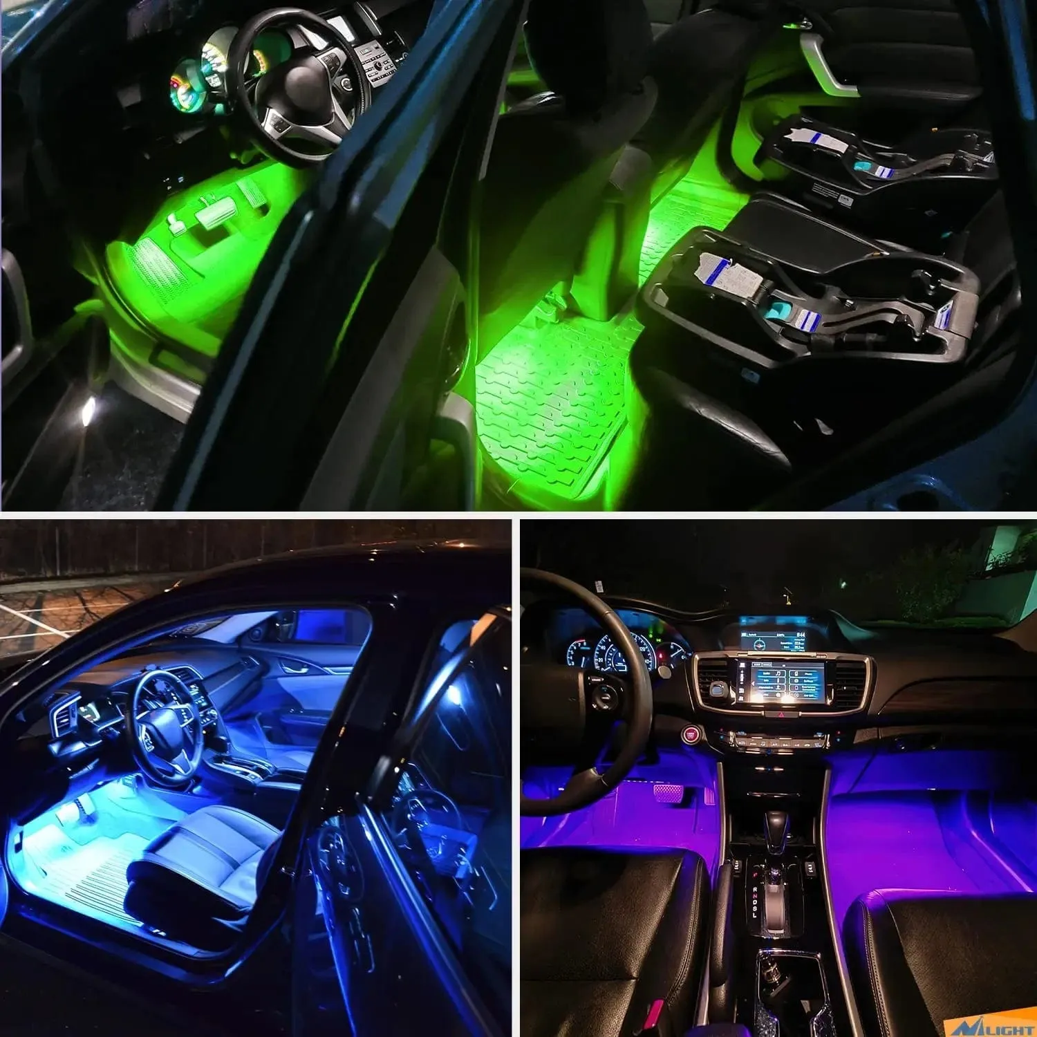 48Leds RGB Interior Light Strip APP Remote Control 4PCS