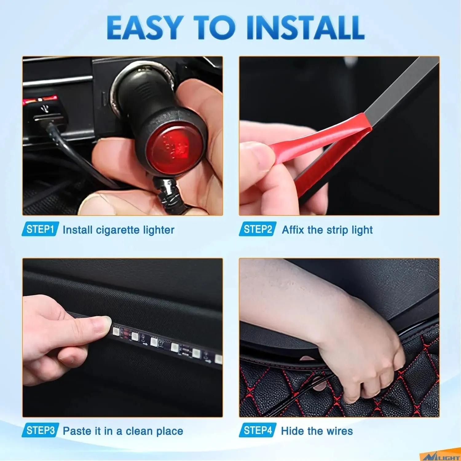 48Leds RGB Interior Light Strip APP Remote Control 4PCS