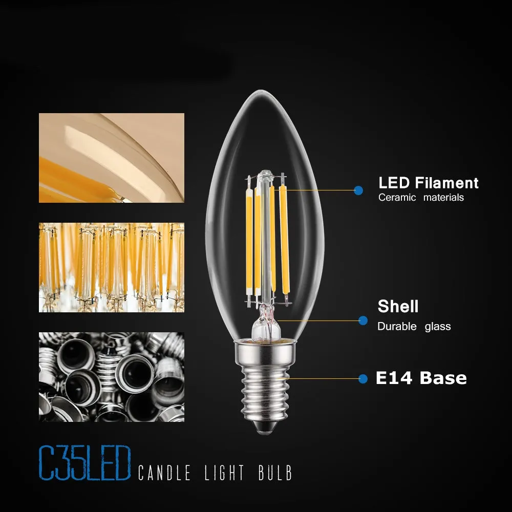 4PCS AC220V E14 4W Dimmable COB LED Candle Light Bulb   Smart WiFi Dimmer Light Switch Work With Amazon Alexa