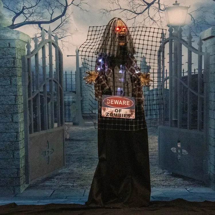 5' Break-Thru Barry the Animated Electrified Zombie Indoor/Outdoor Battery-Operated Halloween Decoration