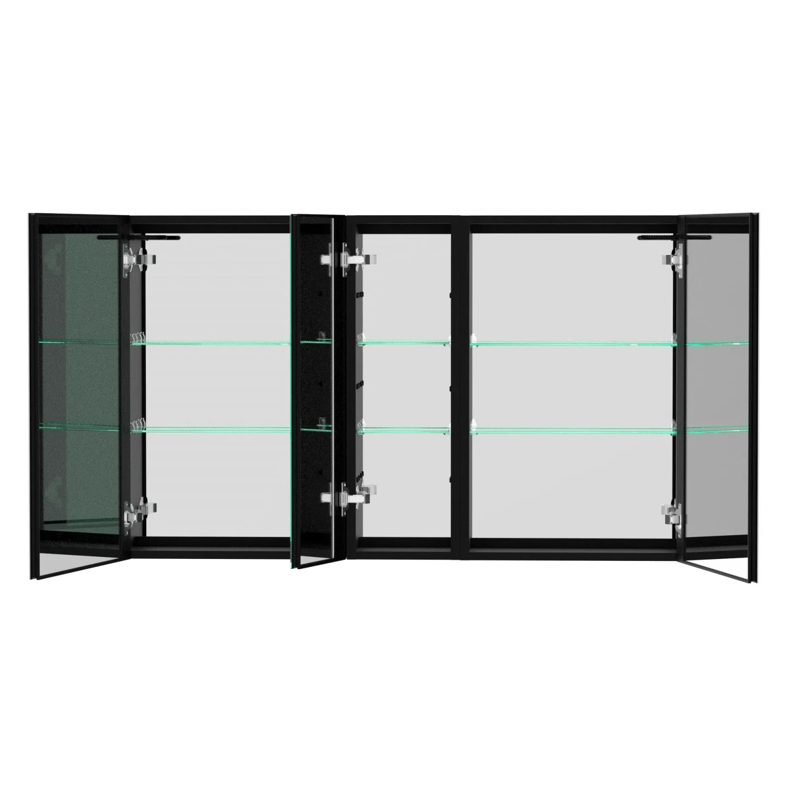 50"x30" Black Double Door LED Medicine Cabinet with Defogging Mirror and Dimmer