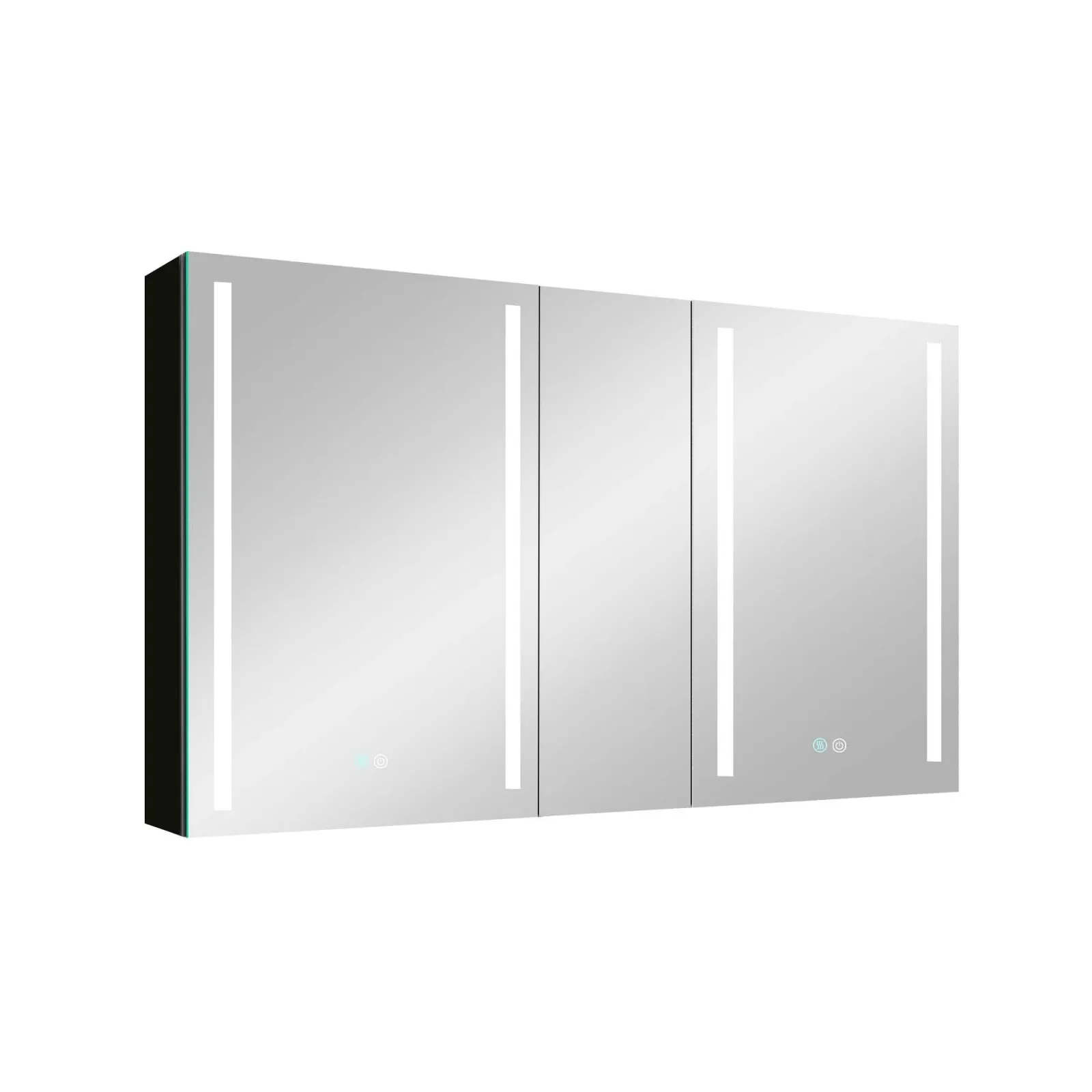 50"x30" Black Double Door LED Medicine Cabinet with Defogging Mirror and Dimmer