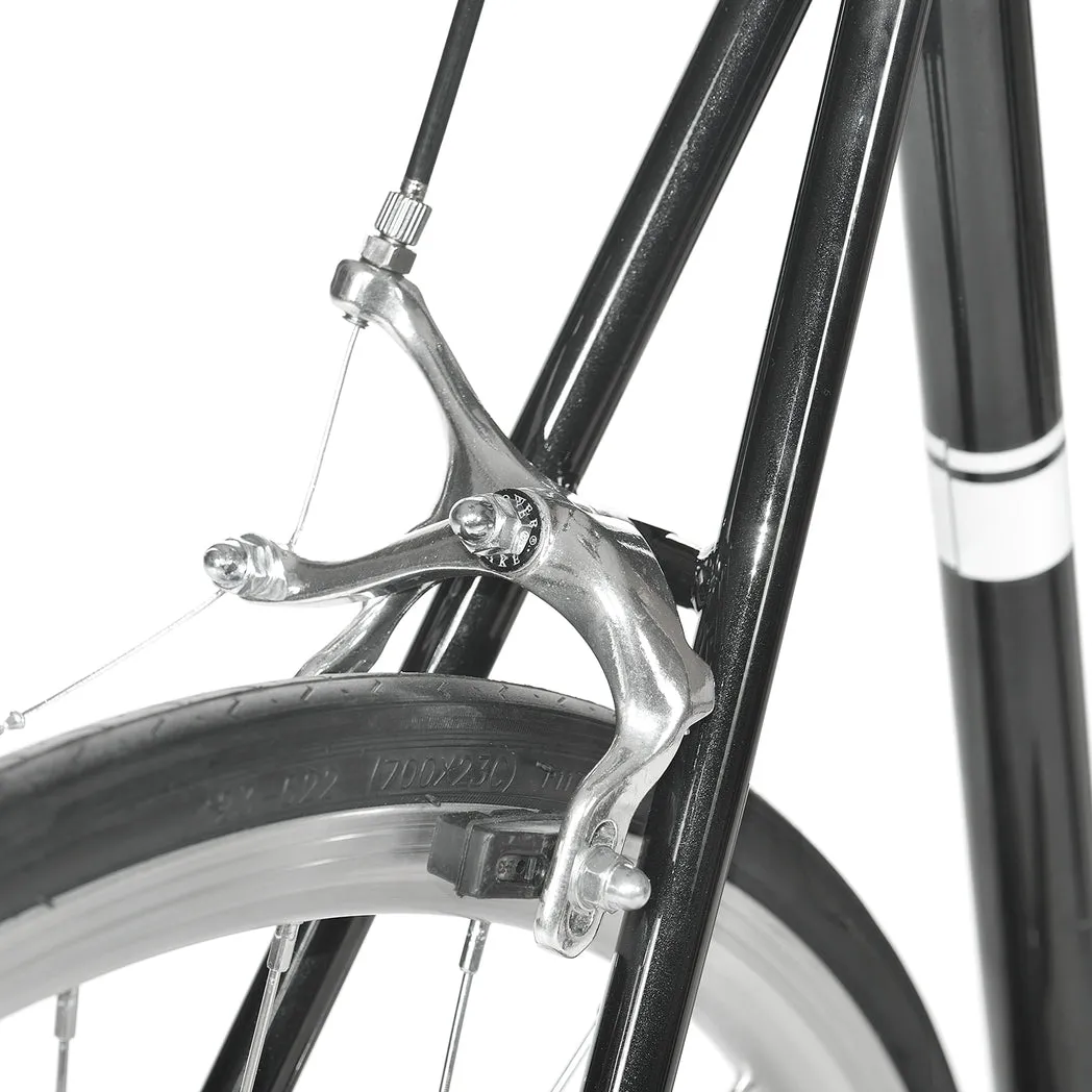 56cm Pearl Black Steel Fixie with Caliper Brakes