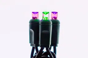 5MM Light Set 50ct Balled - 6" Spacing - GOBLIN (Purple with Green slow Twinkle) - 26'