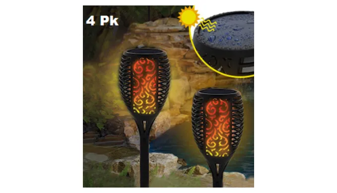 6 Pack: Solar Flickering Flame Stake Lights (Smaller Qty Packs Available) - Ships Next Day!