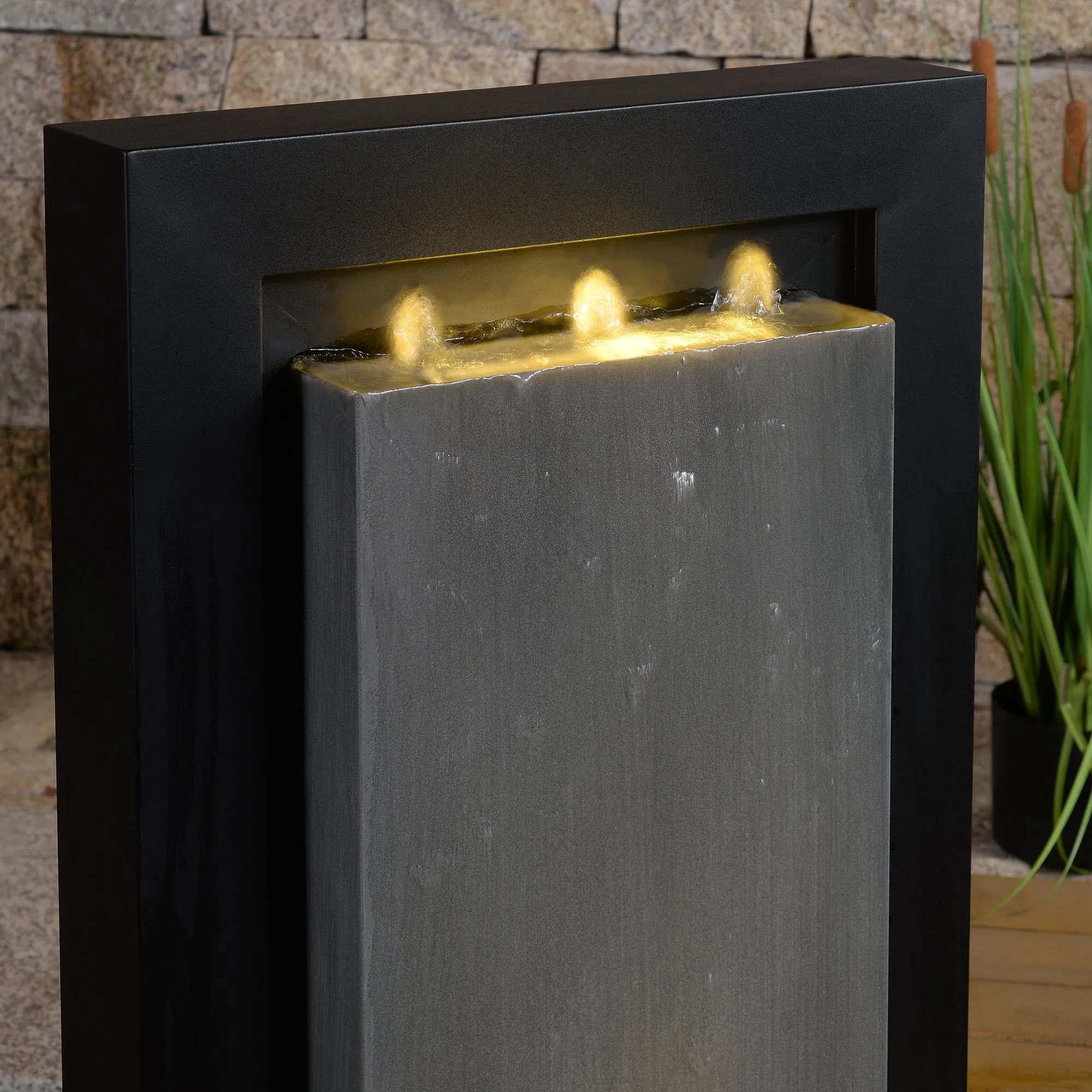 79532-L-BG -  Zinc Metal Fountain with LED Lights - Serenity in Motion