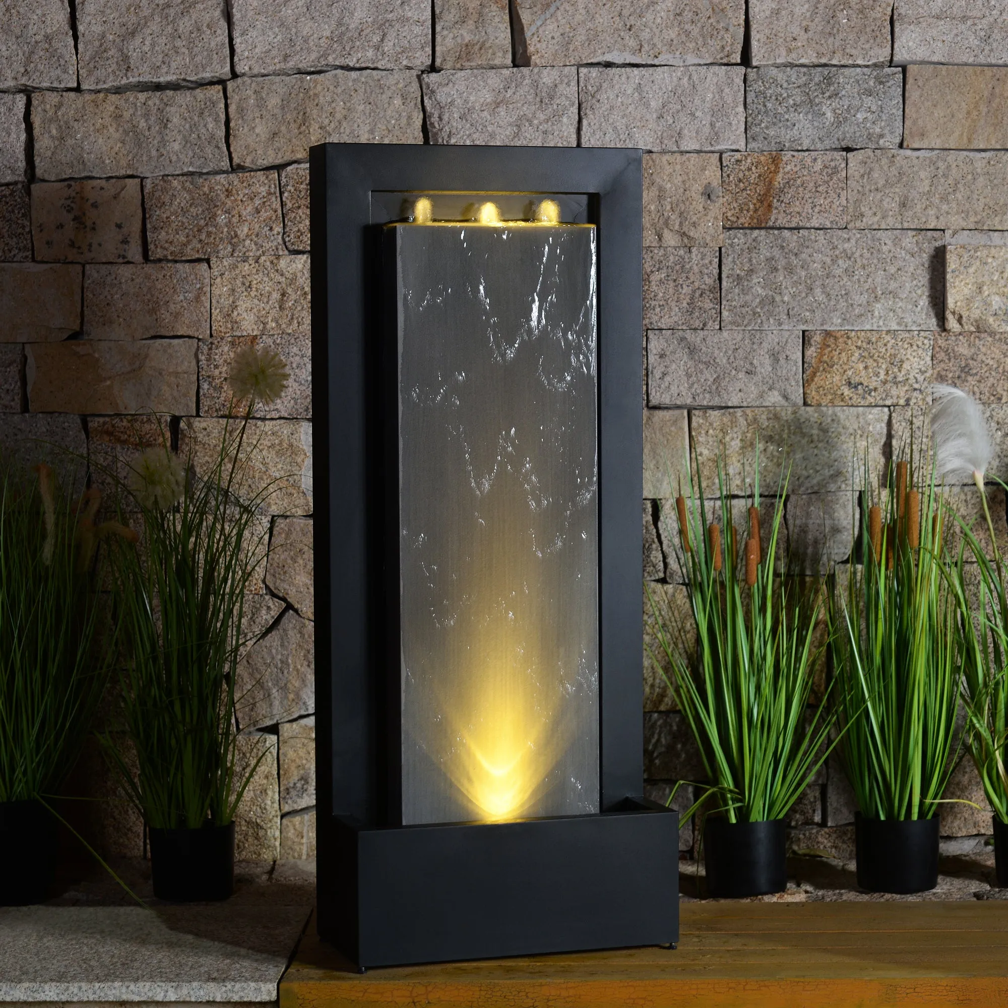 79532-L-BG -  Zinc Metal Fountain with LED Lights - Serenity in Motion