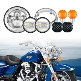 7" LED Headlight   4.5" Fog Passing Lights with Bracket Ring   Front And Rear LED Turn Signal Lights For Harley Touring models