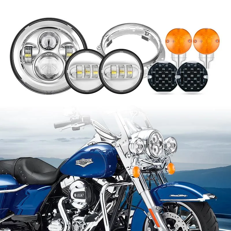 7" LED Headlight   4.5" Fog Passing Lights with Bracket Ring   Front And Rear LED Turn Signal Lights For Harley Touring models