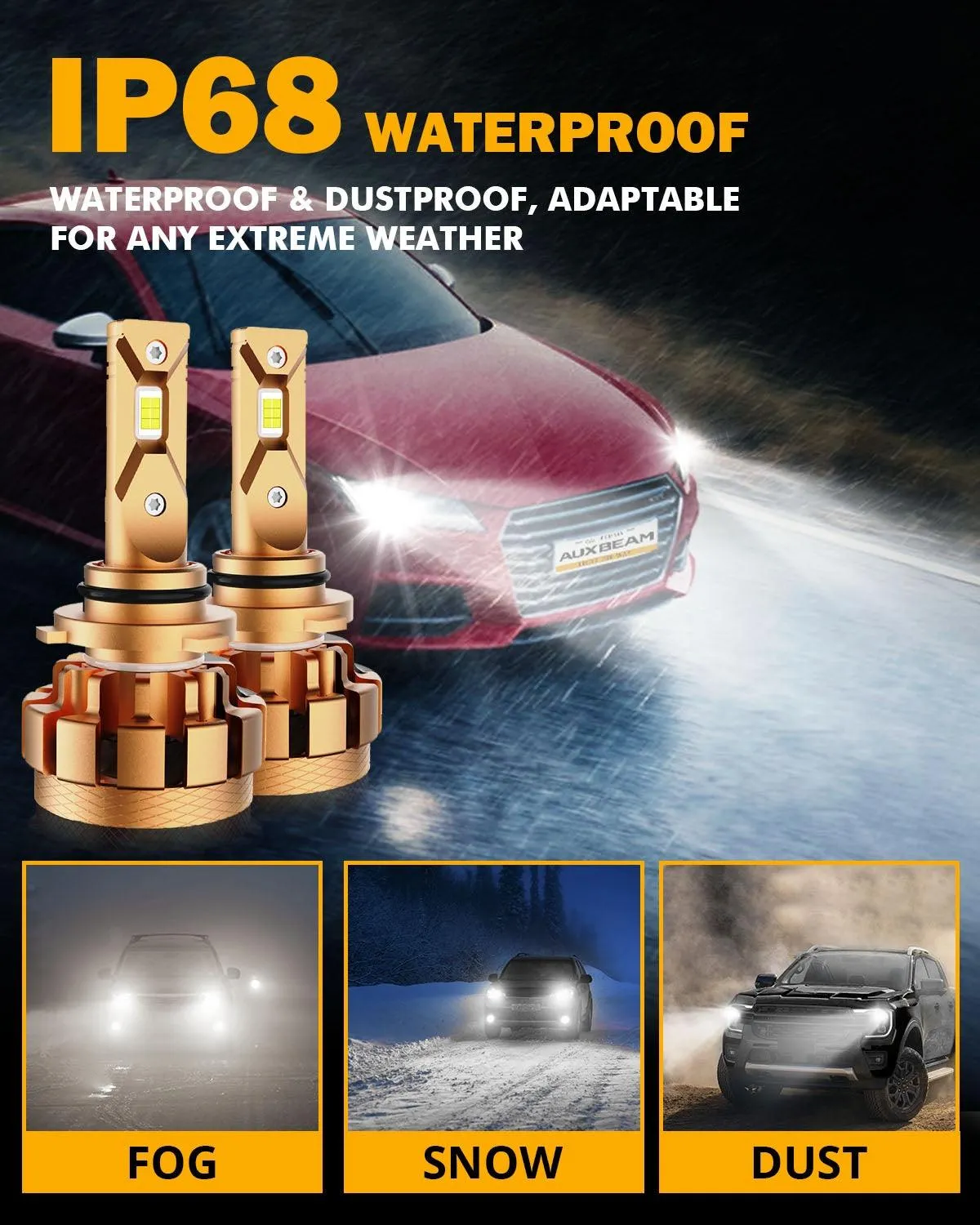 9006 LED Headlight Bulbs 70W 18000LM F-16 Plus Series Brightest 6000K Cool White | 2 Bulbs