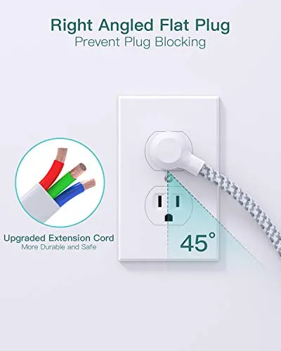 Addtam Power Strip Surge Protector 6 Outlets and 3 USB Ports 5Ft Long Extension Cord, Flat Plug Overload Surge Protection Outlet Strip, Wall Mount for Home, Office and Dorm