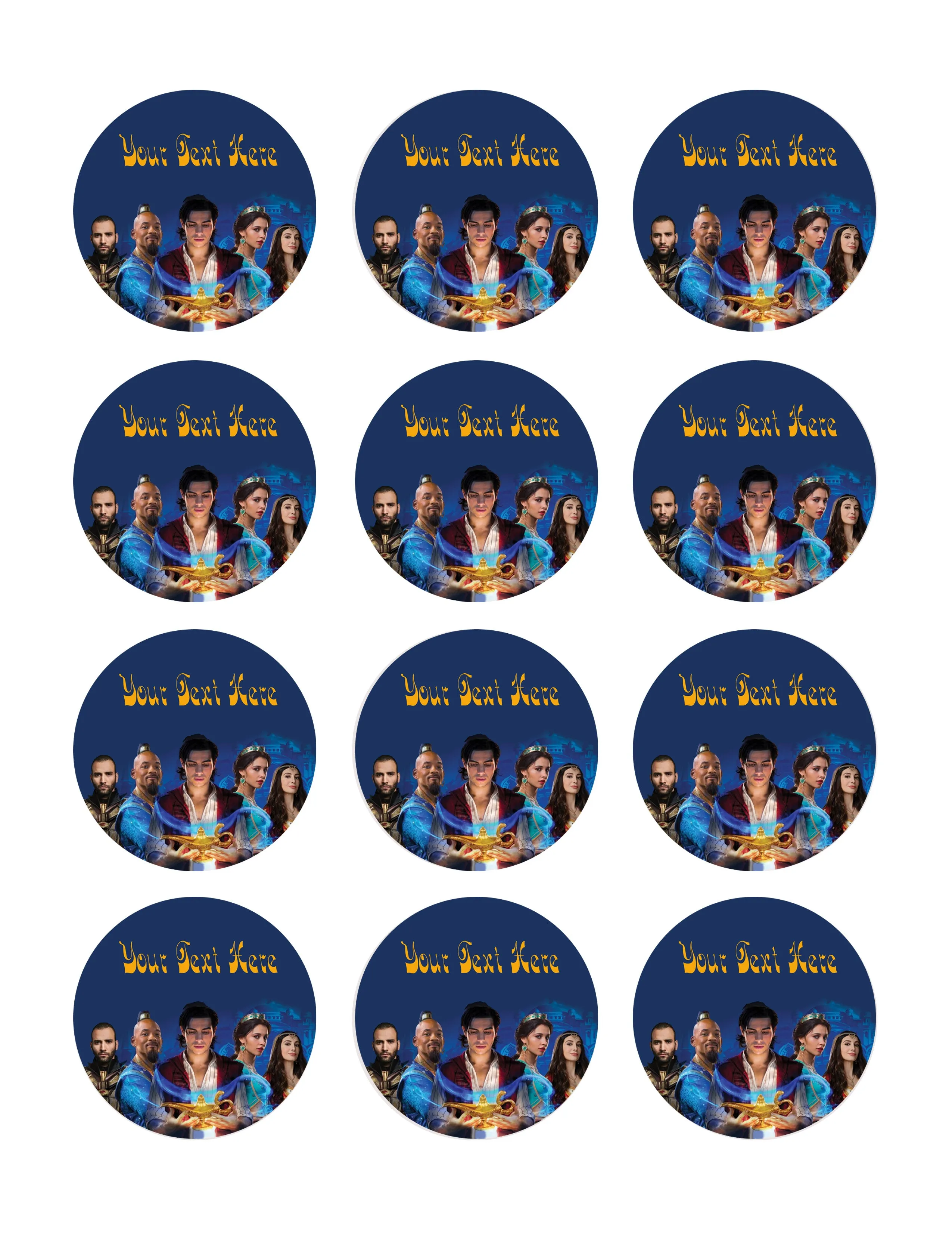 Aladdin - Edible Cake Topper, Cupcake Toppers, Strips