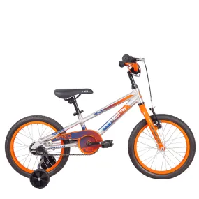 Apollo Neo  16" Kids Bikes - Brushed Alloy / Orange  / Navy Blue Fade