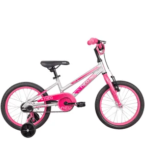 Apollo Neo  16" Kids Bikes - Brushed Alloy / Pink  / Dark Pink Fade