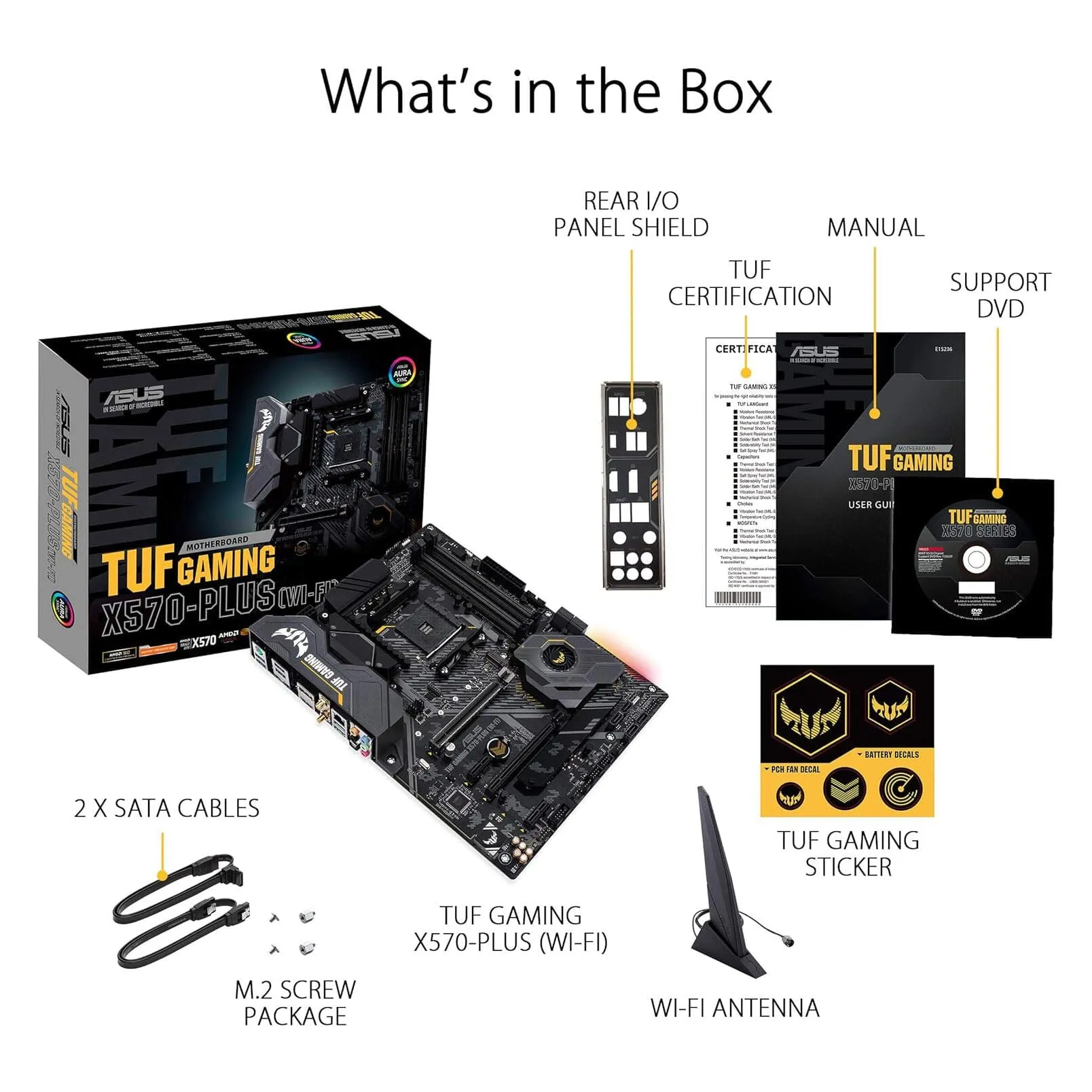ASUS AM4 TUF Gaming X570-Plus Wi-Fi Zen 3 Ryzen 5000 and 3rd Gen Ryzen ATX Motherboard  (Refurbished)