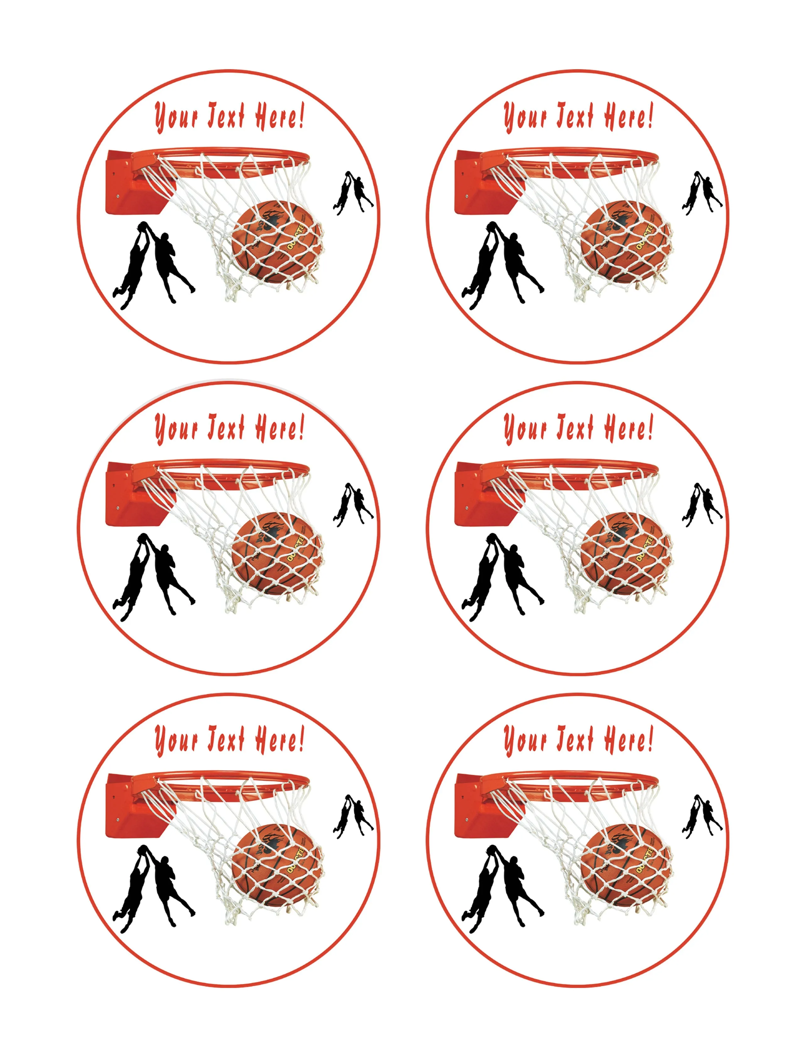 Basketball - Edible Cake Topper, Cupcake Toppers, Strips