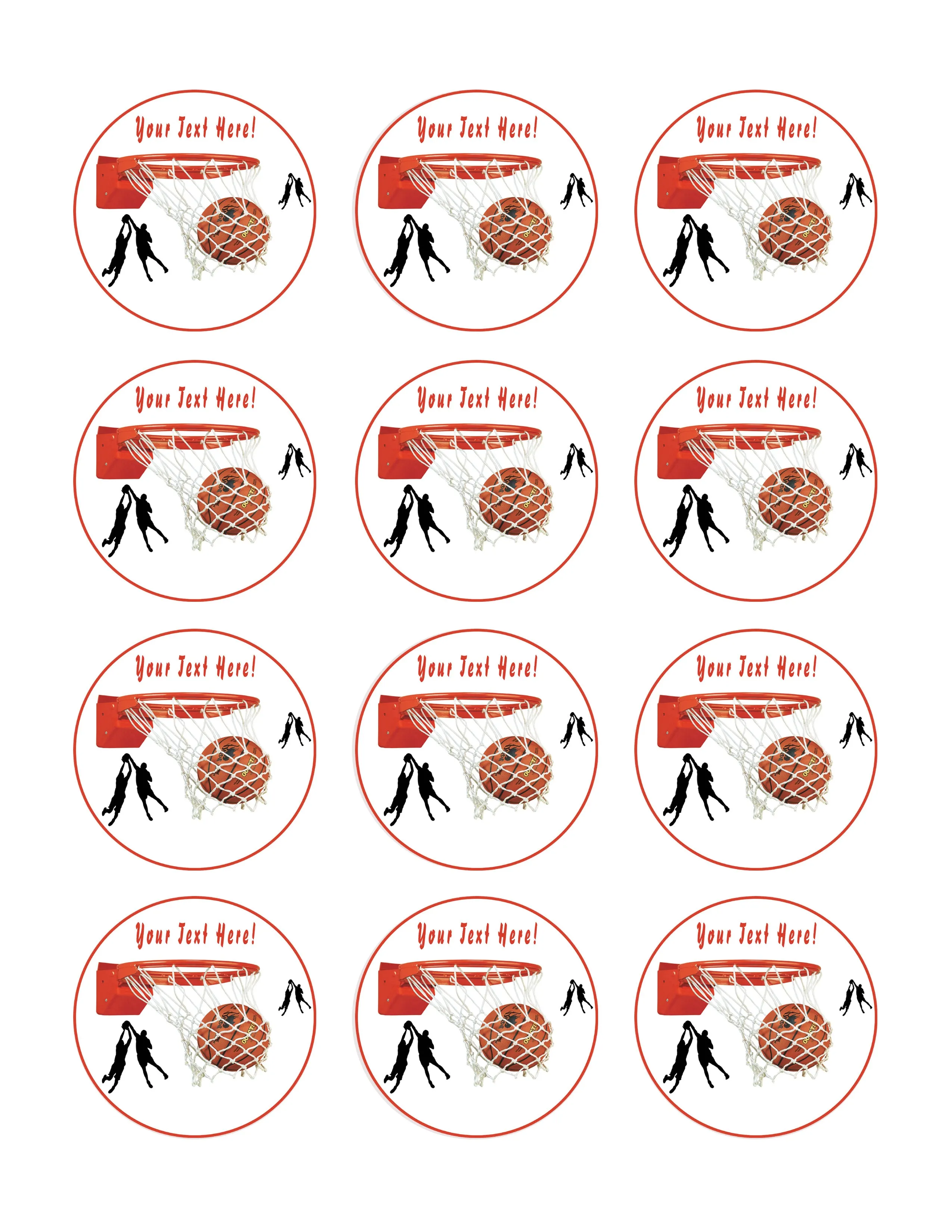 Basketball - Edible Cake Topper, Cupcake Toppers, Strips