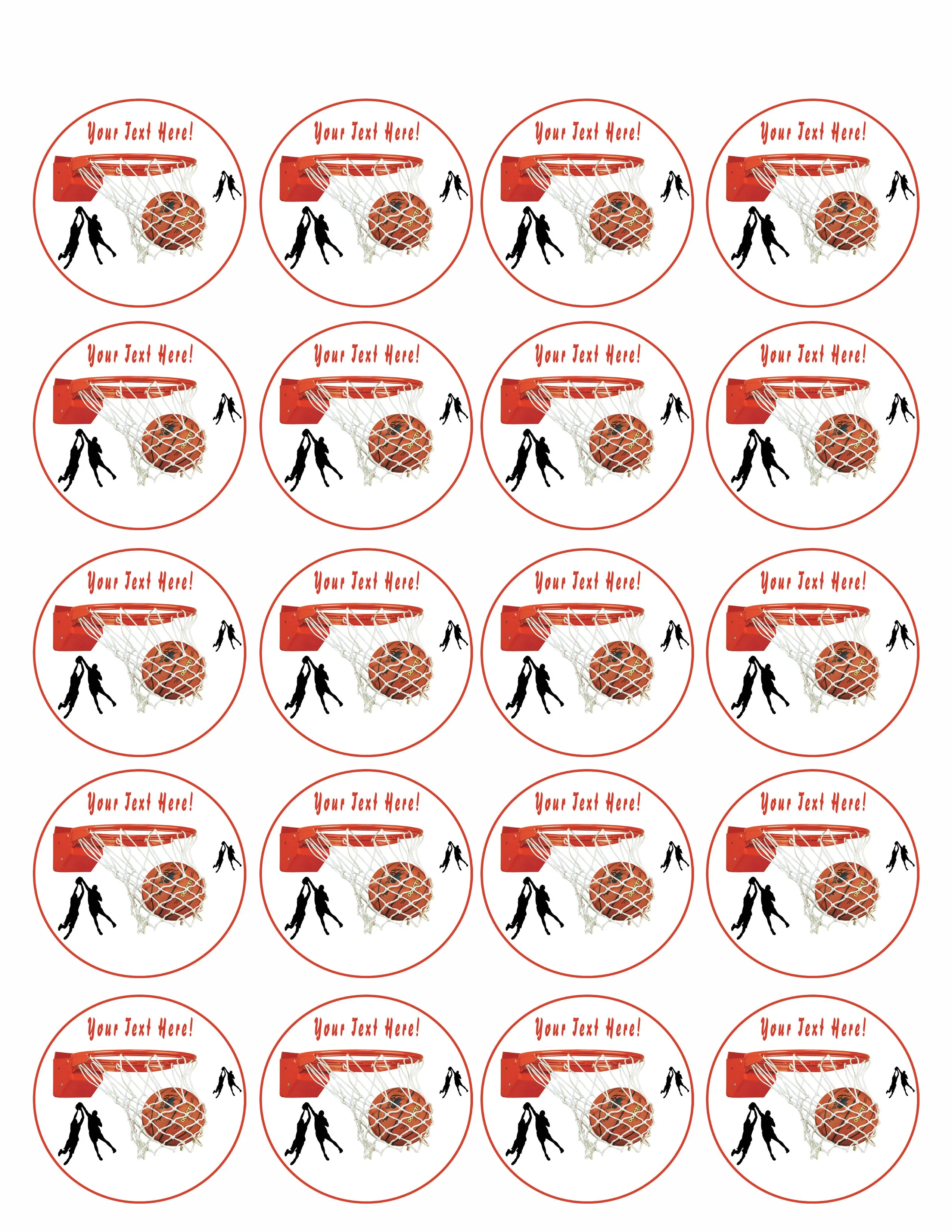 Basketball - Edible Cake Topper, Cupcake Toppers, Strips