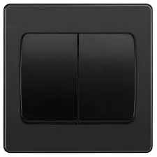 BG Evolve Matt Black Screwless Double Light Switch (Wide) PCDMB42WB