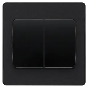 BG Evolve Matt Black Screwless Double Light Switch (Wide) PCDMB42WB