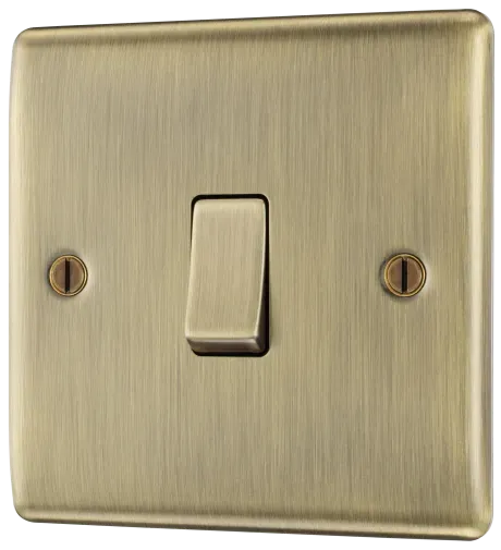 BG Nexus Metal 1 Gang Light Switch in Antique Brass- NAB12-01