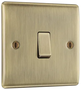 BG Nexus Metal 1 Gang Light Switch in Antique Brass- NAB12-01