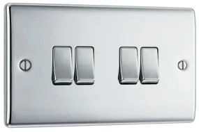 BG Nexus Metal 4 Gang Switch in Polished Chrome - NPC44-01