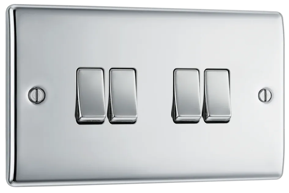 BG Nexus Metal 4 Gang Switch in Polished Chrome - NPC44-01